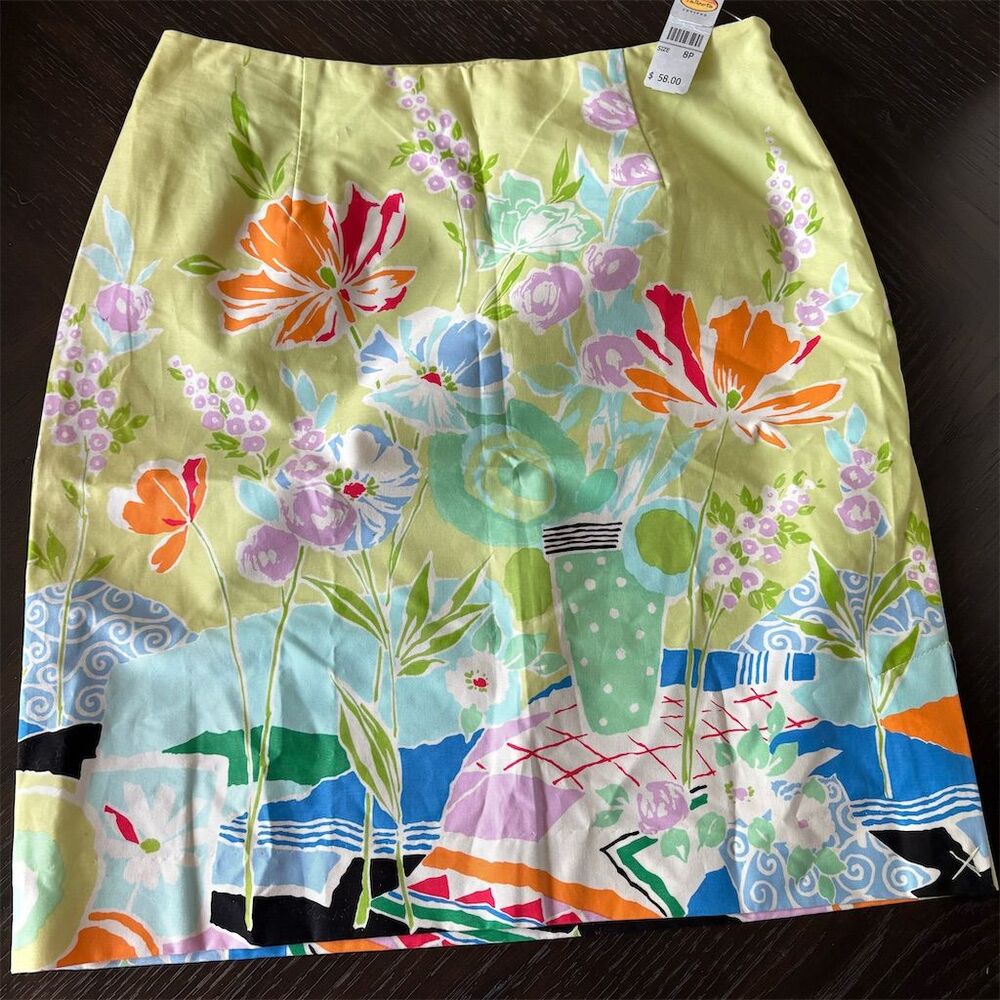 Talbots‎ Vintage Floral A-Line Skirt Women's Size 6P colorful Knee Length
